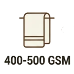 logo de una toalla con texto de 400-500 GSM